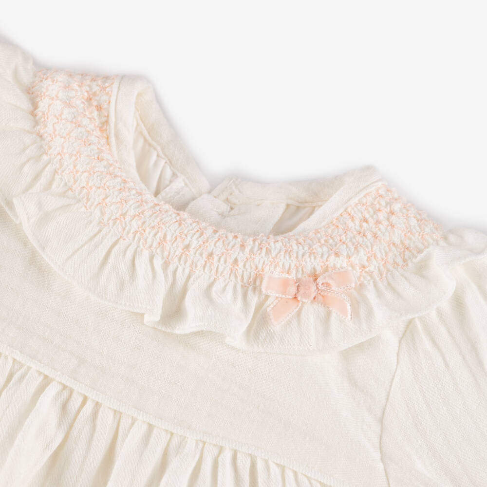 Miranda-Baby Girls Ivory Smocked Cotton Dress Set | Childrensalon