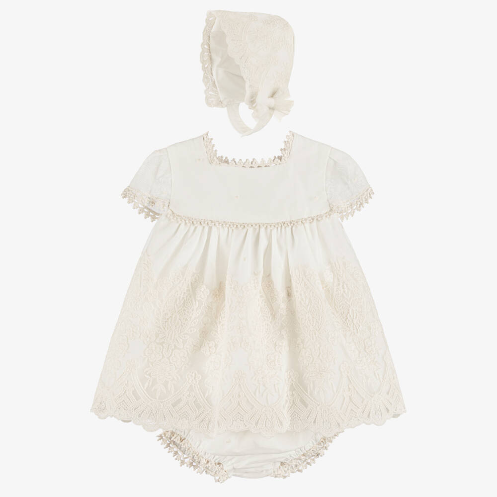 Miranda-Baby Girls Ivory Tulle & Lace Dress Set | Childrensalon