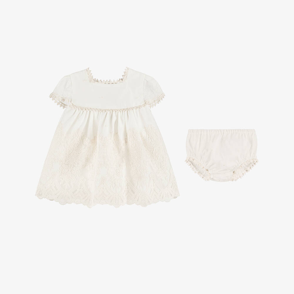 Miranda-Baby Girls Ivory Tulle & Lace Dress Set | Childrensalon