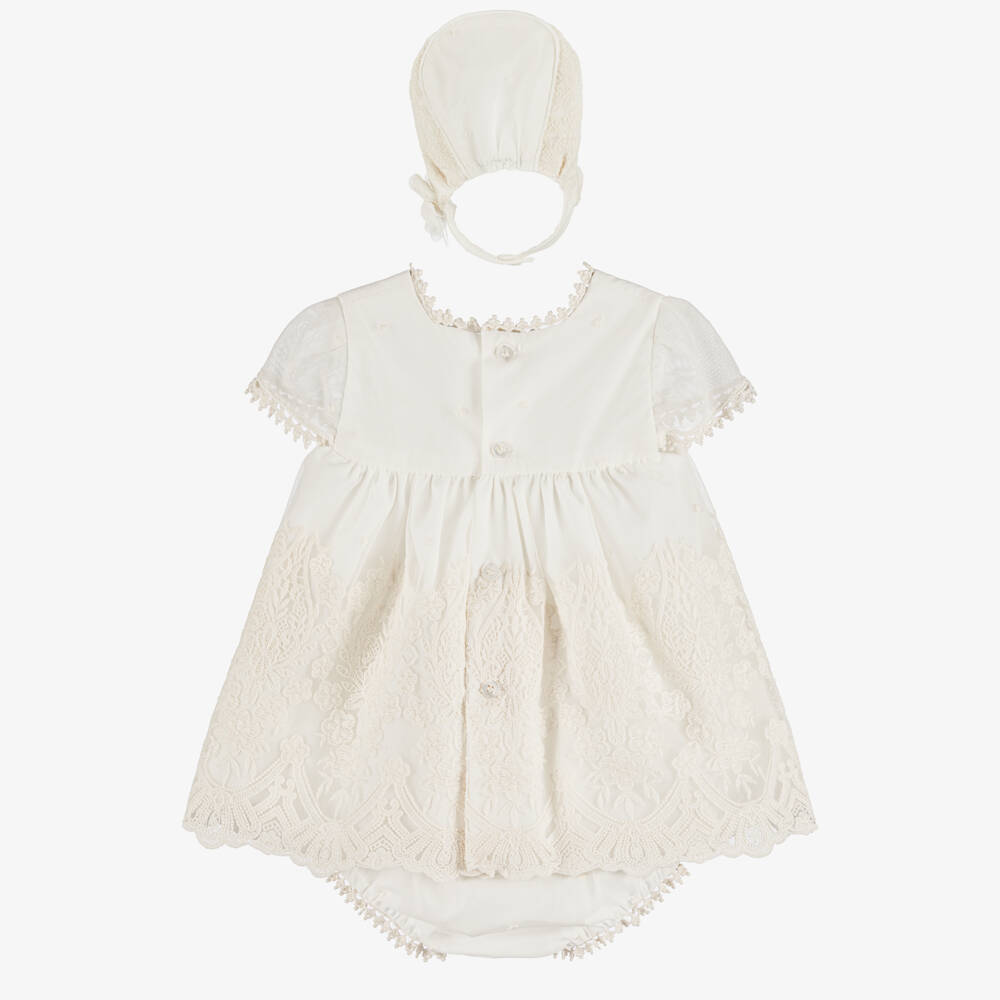 Miranda-Baby Girls Ivory Tulle & Lace Dress Set | Childrensalon
