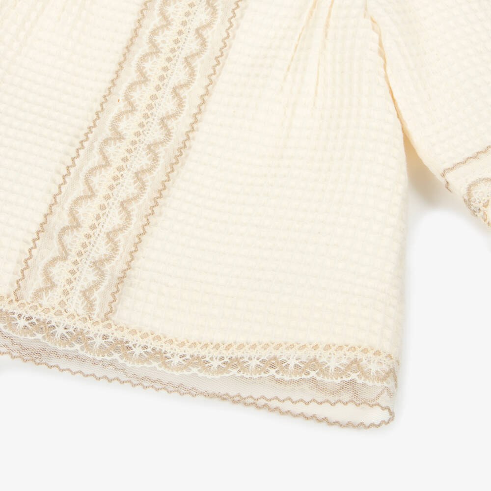 Miranda-Baby Girls Ivory Waffle Cotton Dress Set | Childrensalon