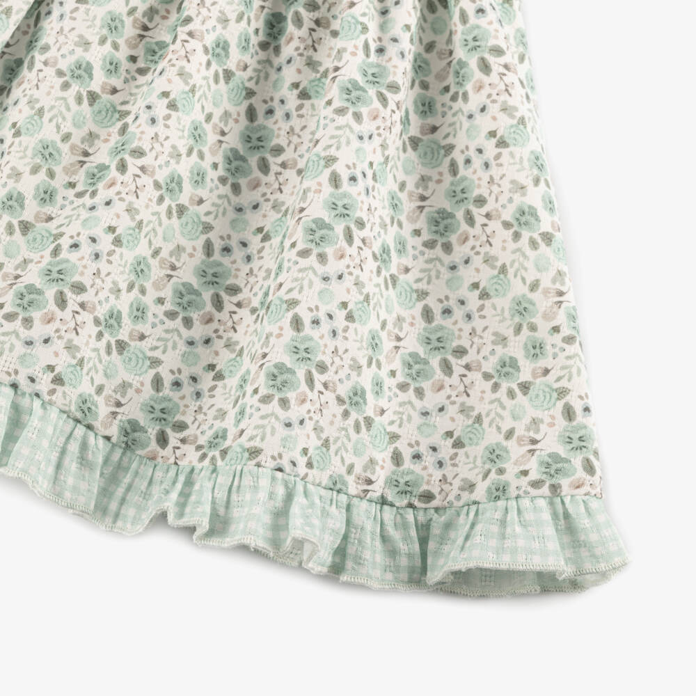 Miranda-Baby Girls Pastel Green Floral Cotton Dress | Childrensalon