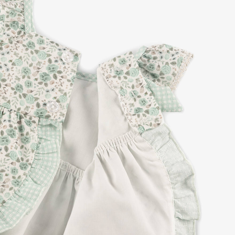 Miranda-Baby Girls Pastel Green Floral Cotton Dress | Childrensalon