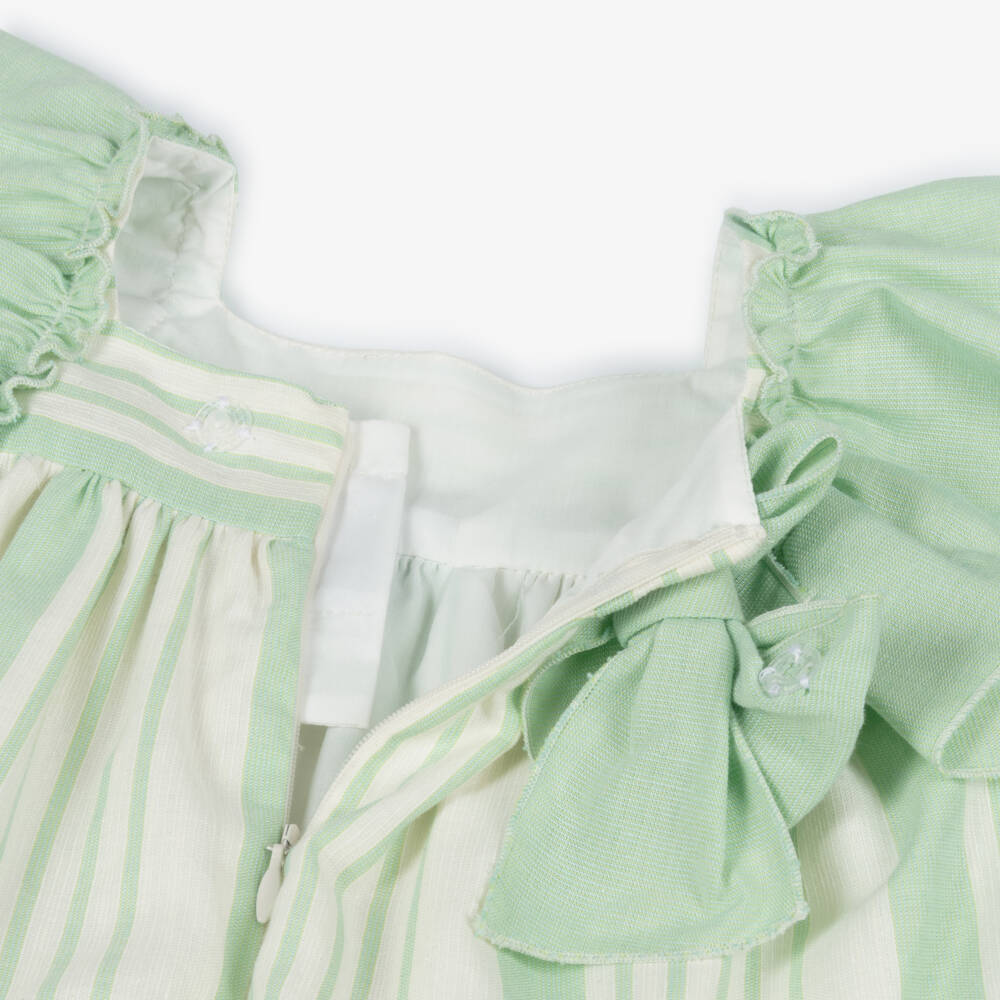 Miranda-Baby Girls Pastel Green & Ivory Striped Dress | Childrensalon