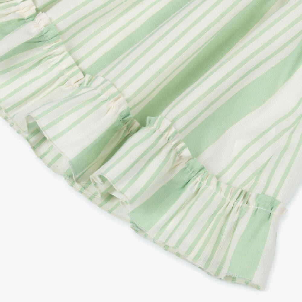 Miranda-Baby Girls Pastel Green & Ivory Striped Dress | Childrensalon