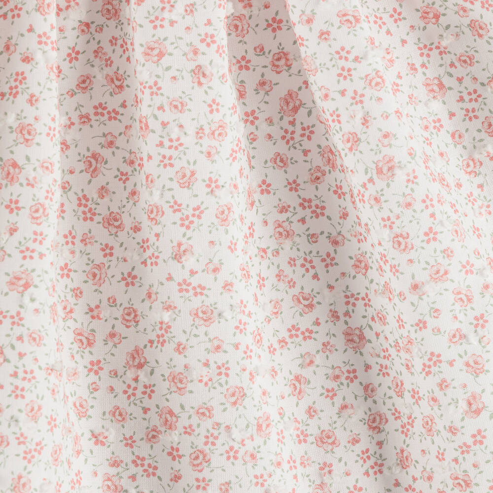 Miranda-Baby Girls Pink Cotton Floral Dress with Gingham Ruffles | Childrensalon