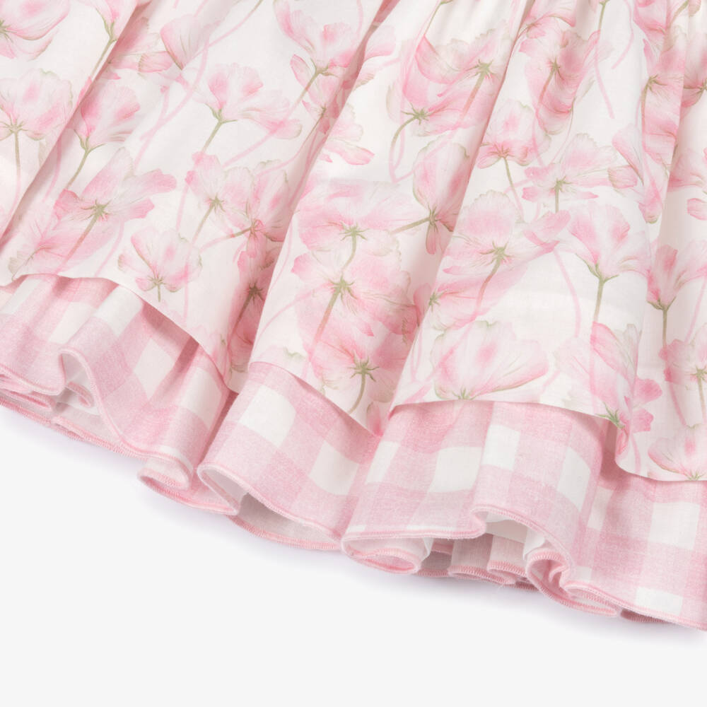 Miranda-Baby Girls Pink Floral & Check Cotton Dress | Childrensalon