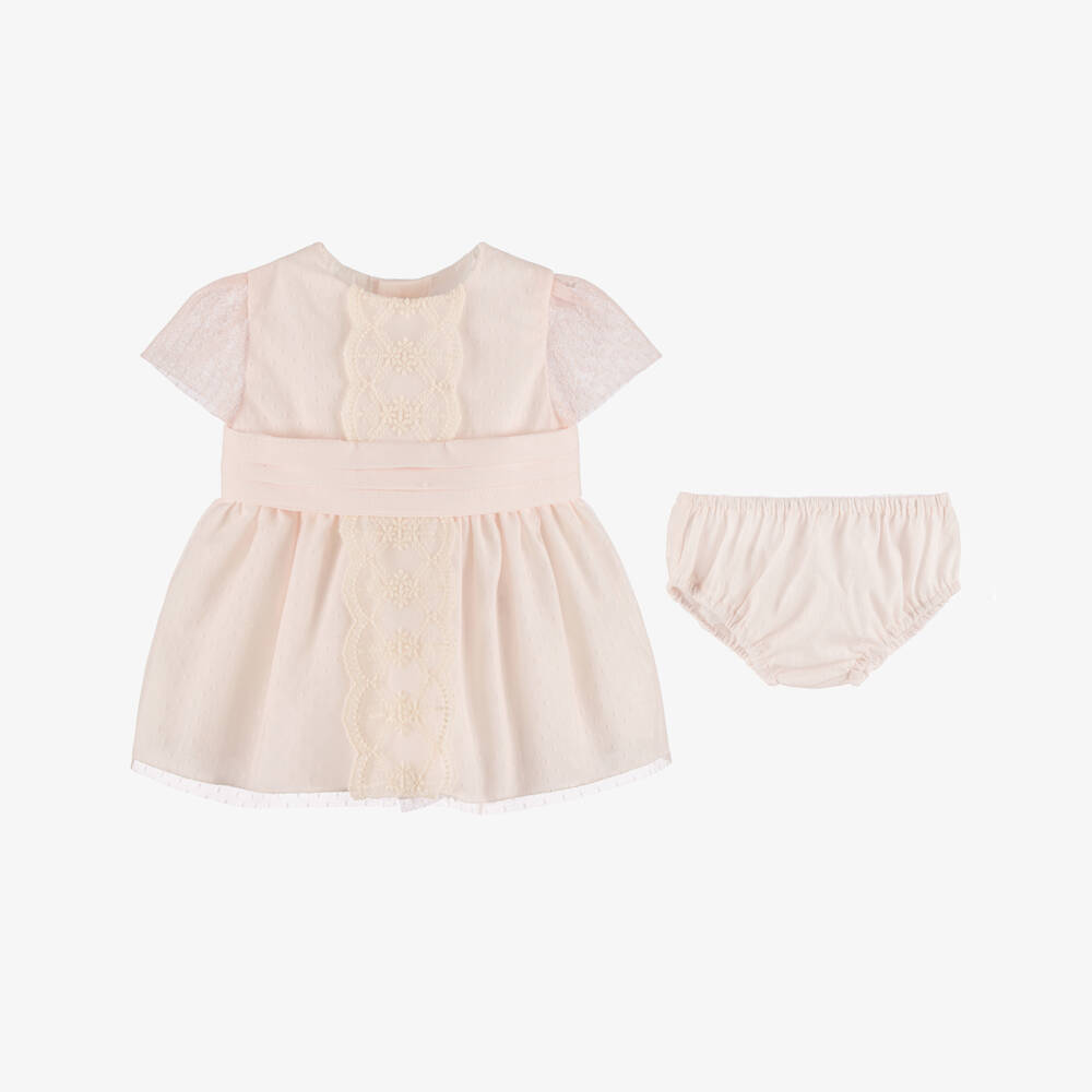 Miranda-Baby Girls Pink Tulle & Lace Dress Set | Childrensalon