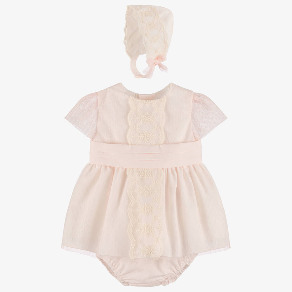 Miranda-Baby Girls Pink Tulle & Lace Dress Set | Childrensalon