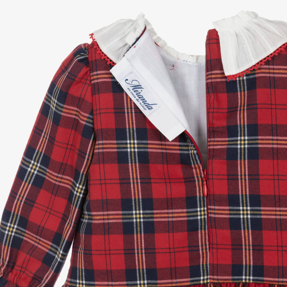 Miranda-Baby Girls Red Tartan Dress with Ruffle Collar | Childrensalon