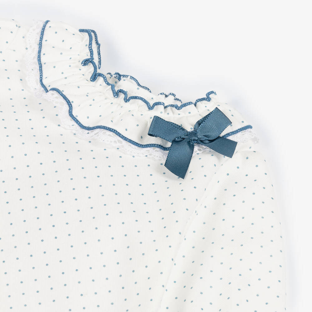 Miranda-Baby Girls White & Blue Shorts Set | Childrensalon