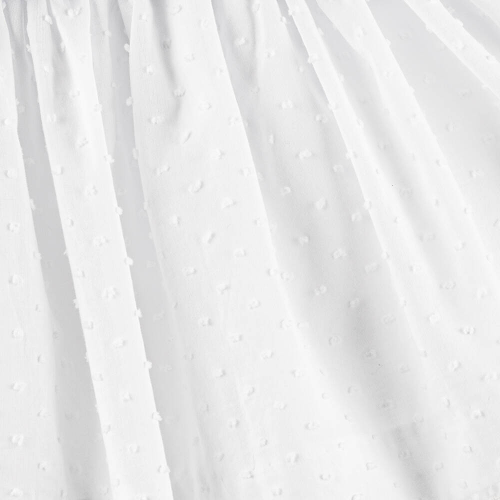 Miranda-Baby Girls White Plumeti Cotton Dress with Blue Tulle Trim | Childrensalon