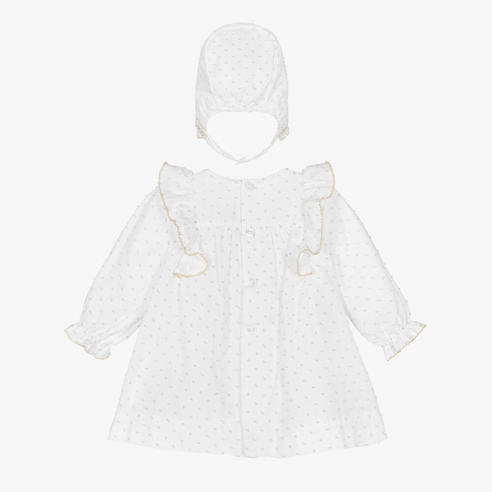 Miranda-Baby Girls White Plumeti Dress Set | Childrensalon