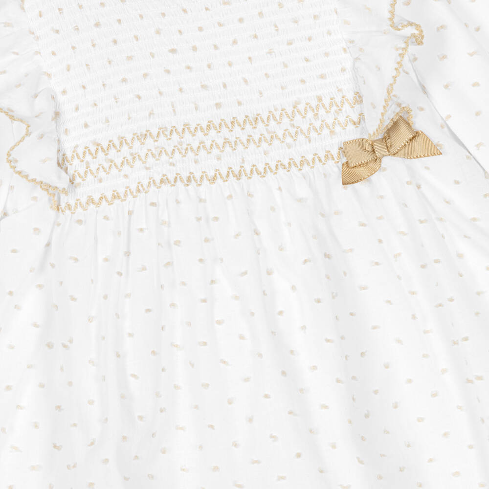 Miranda-Baby Girls White Plumeti Dress Set | Childrensalon