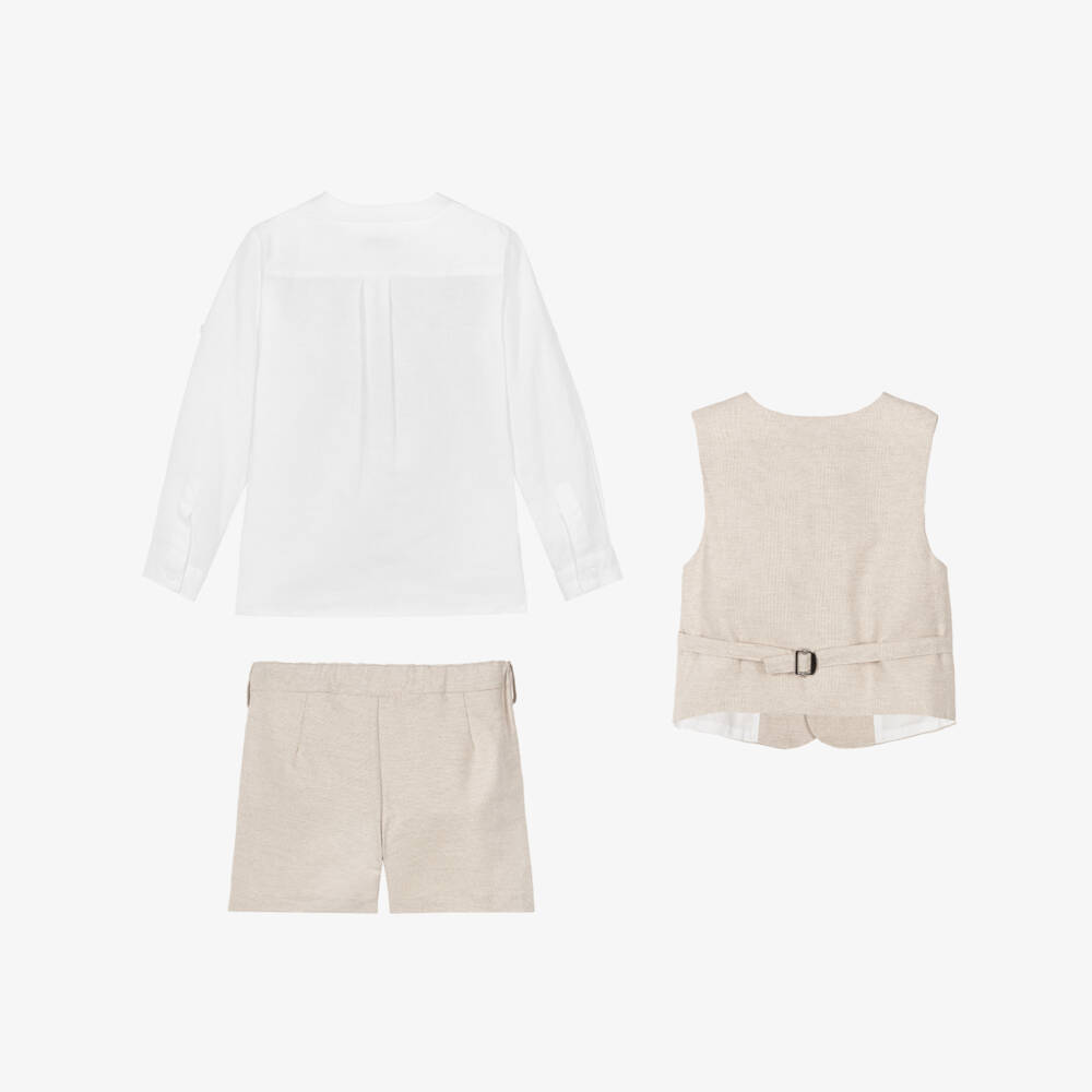 Miranda-بدلة شورت وجيليه لون بيج للأولاد | Childrensalon