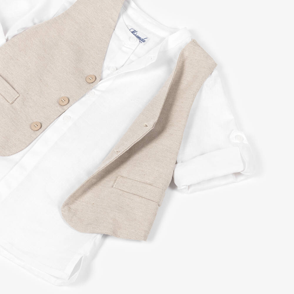 Miranda-بدلة شورت وجيليه لون بيج للأولاد | Childrensalon