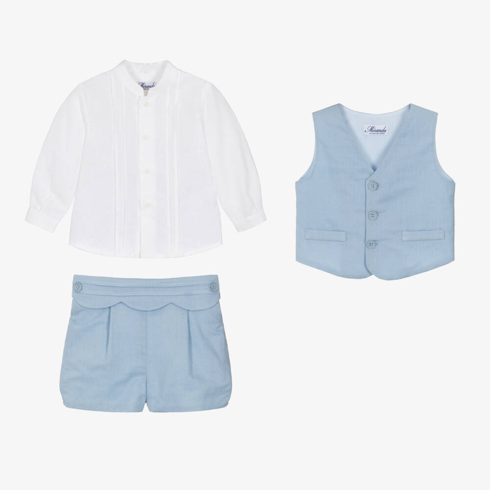 Funtasia Too Boys Dressy Linen Shorts Set - White main image 1