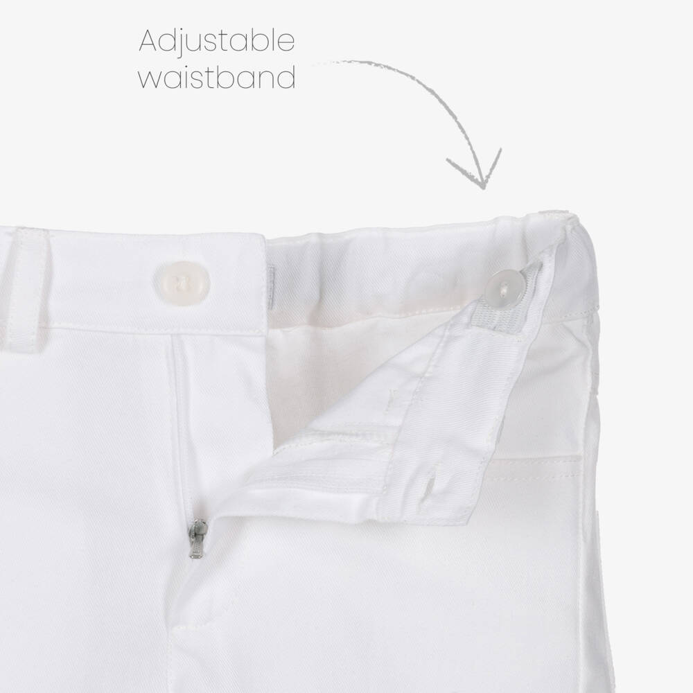 Miranda-Boys Blue & White Striped Shirt & Cotton Twill Shorts Set | Childrensalon