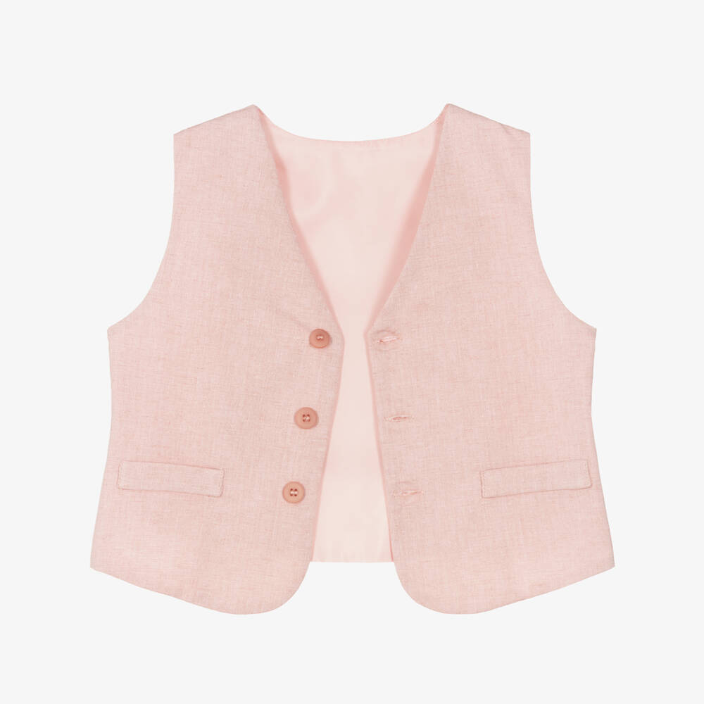 Miranda-Boys Pale Pink Waistcoat & Shorts Suit | Childrensalon