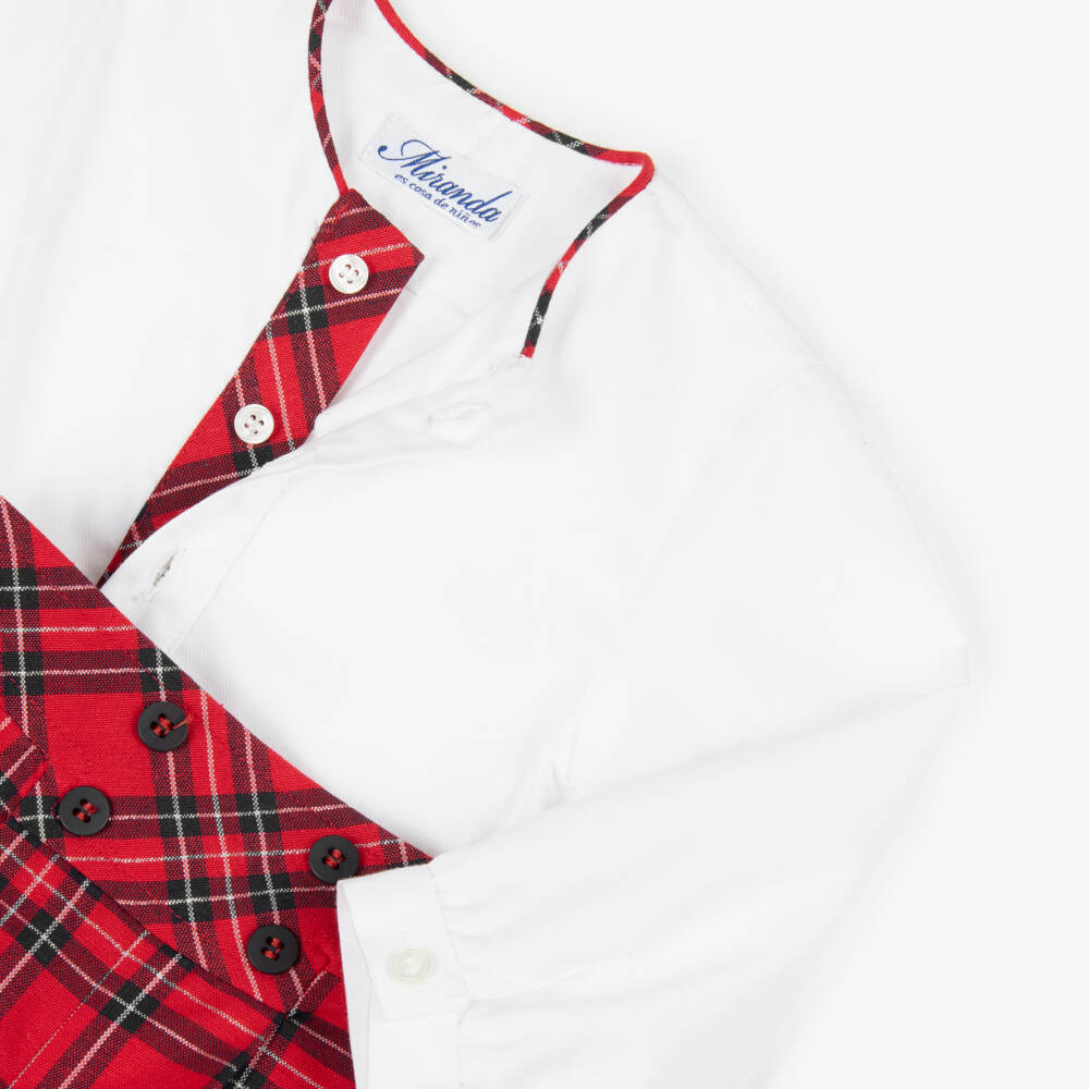 Miranda-طقم شورت بنقشة مربعات لون أبيض وأحمر للأولاد | Childrensalon