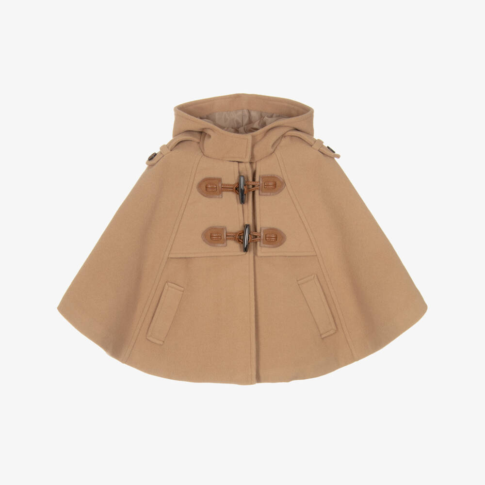 Miranda-Girls Beige Felted Duffle Cape | Childrensalon