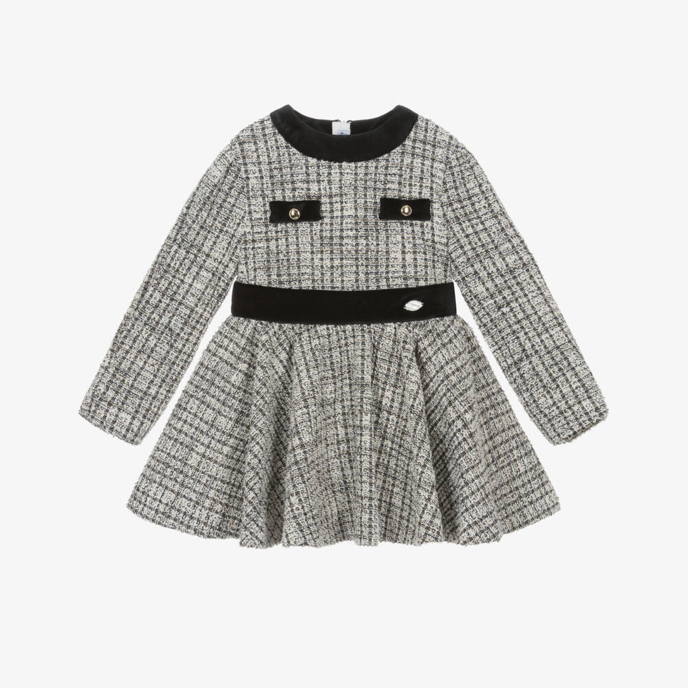 Miranda-Girls Black & White Tweed Dress | Childrensalon