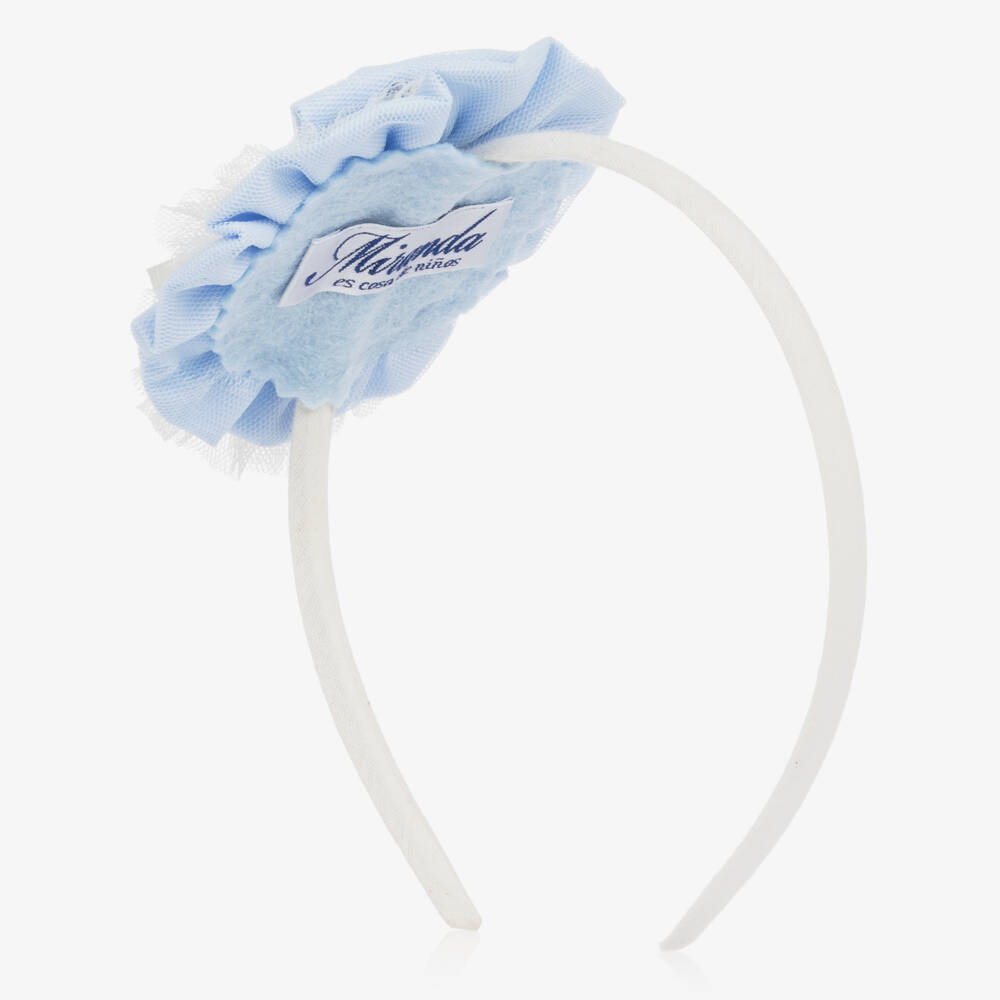 Miranda-Girls Blue & Ivory Hairband with Detachable Rosette | Childrensalon
