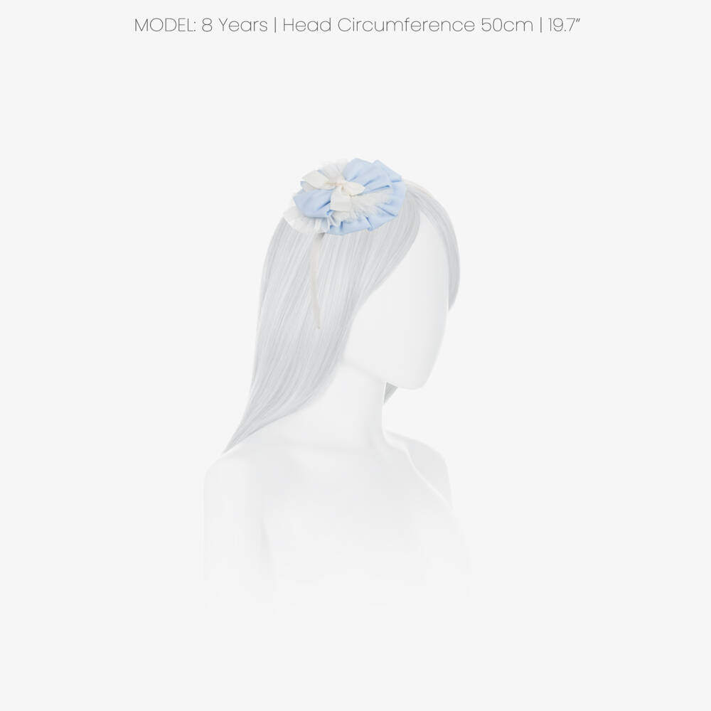 Miranda-Girls Blue & Ivory Hairband with Detachable Rosette | Childrensalon