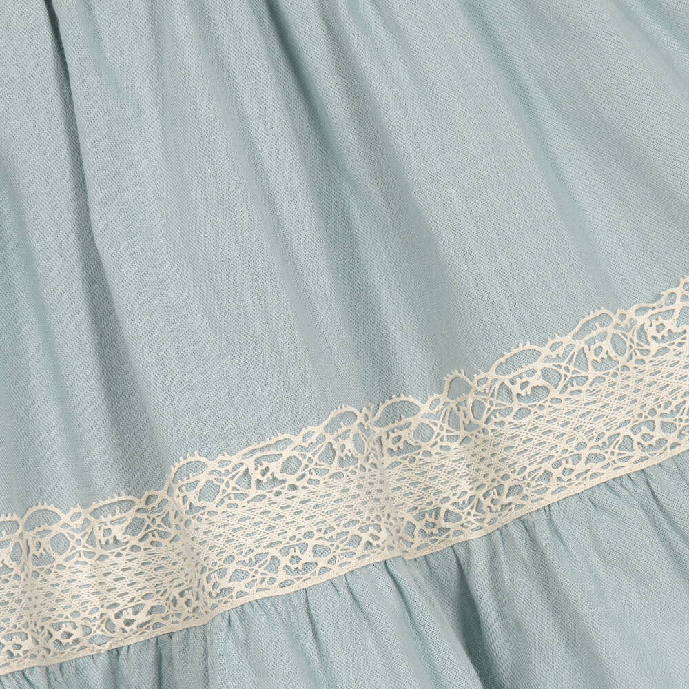 Miranda-Girls Blue & Ivory Lace Cotton Dress | Childrensalon