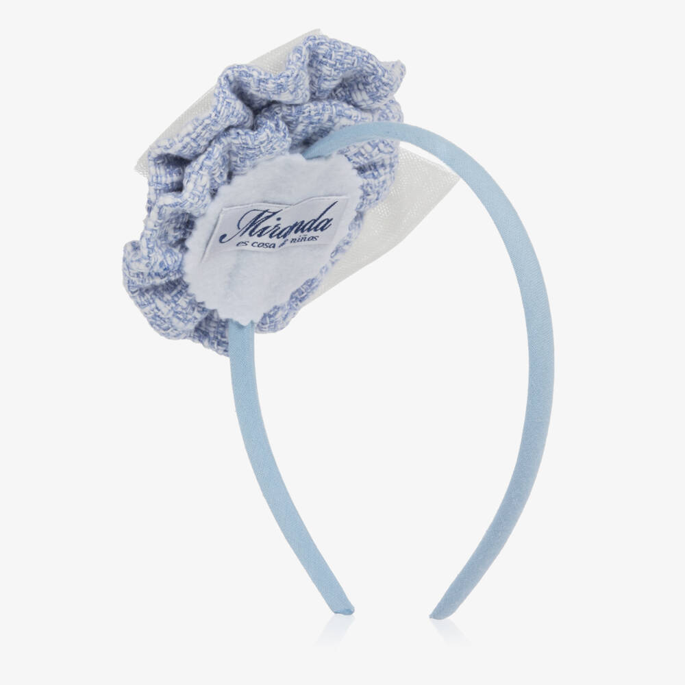 Miranda-Girls Blue Tweed Rosette Hairband | Childrensalon