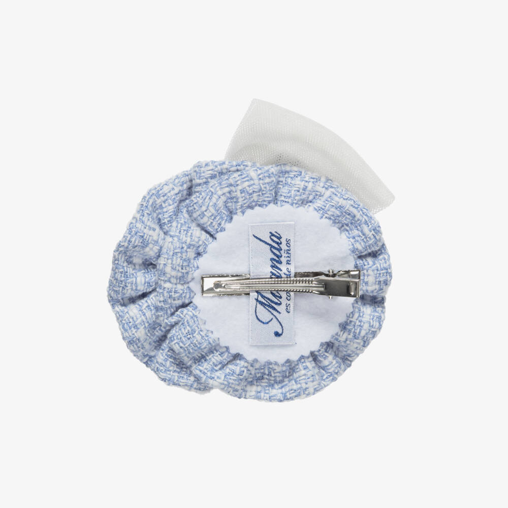 Miranda-Girls Blue Tweed Rosette Hairband | Childrensalon