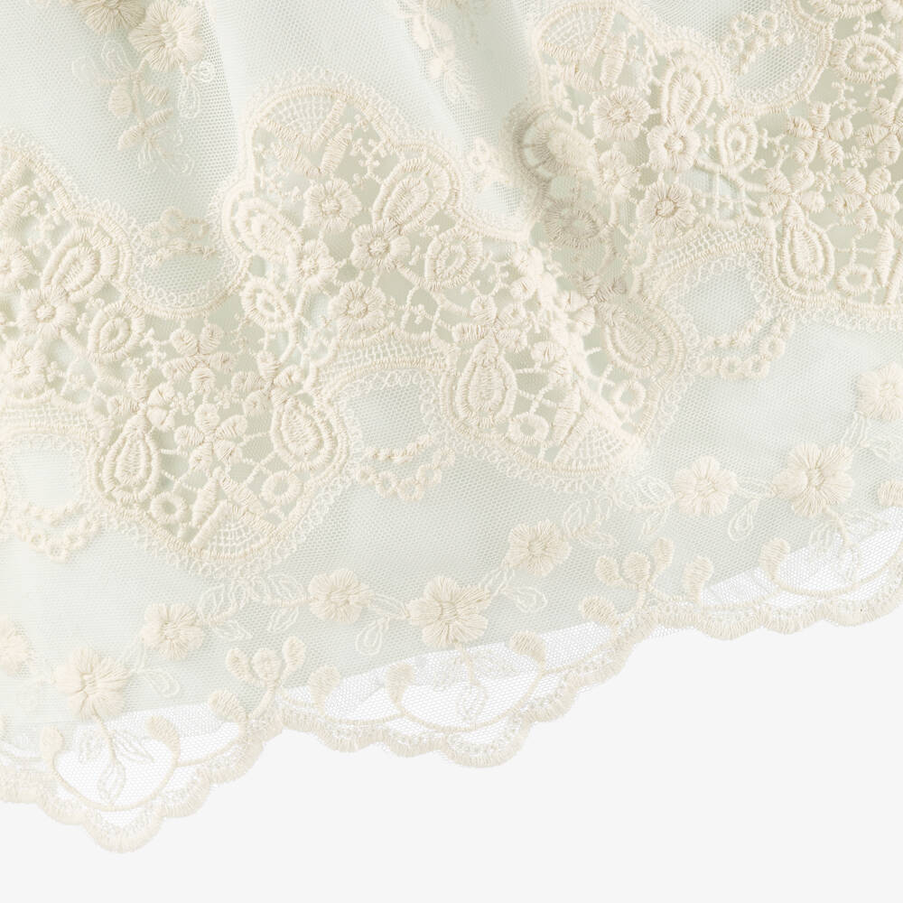Miranda-Girls Green Tulle & Ivory Embroidered Dress | Childrensalon