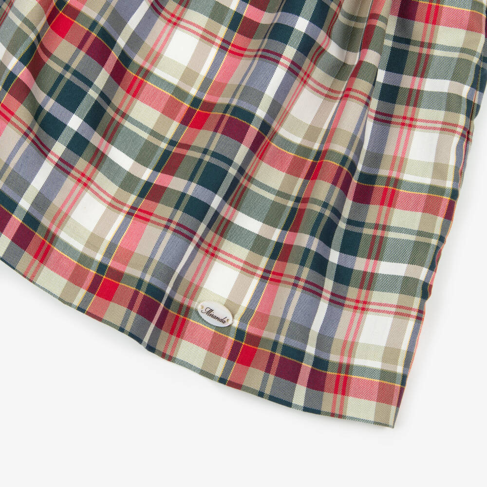 Miranda-Girls Ivory, Red & Green Cotton Tartan Dress | Childrensalon
