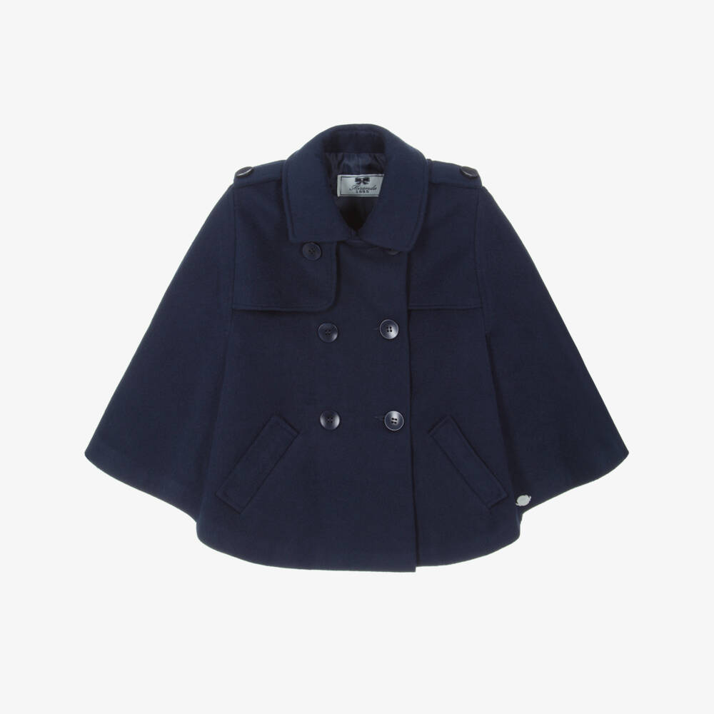 Miranda-Girls Navy Blue Felted Cape | Childrensalon