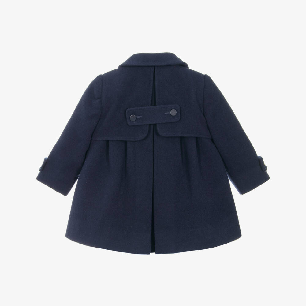 Miranda-Girls Navy Blue Felted Double-Breasted Coat | Childrensalon