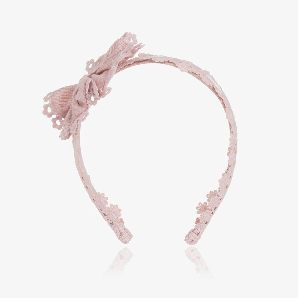 Miranda-Girls Pink Guipure Lace Hairband | Childrensalon
