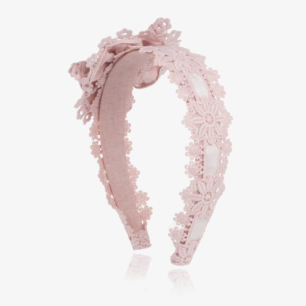 Miranda-Girls Pink Guipure Lace Hairband | Childrensalon