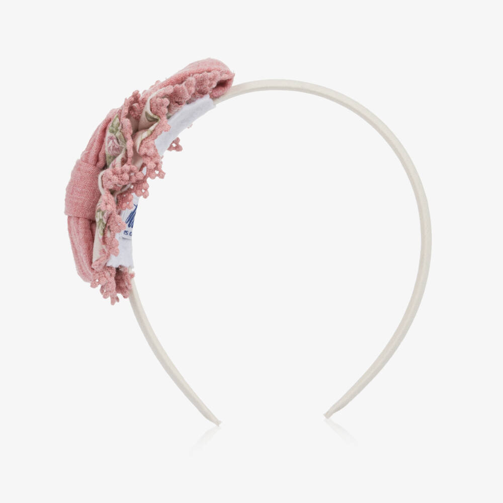 Miranda-Girls Pink & Ivory Floral Hairband | Childrensalon