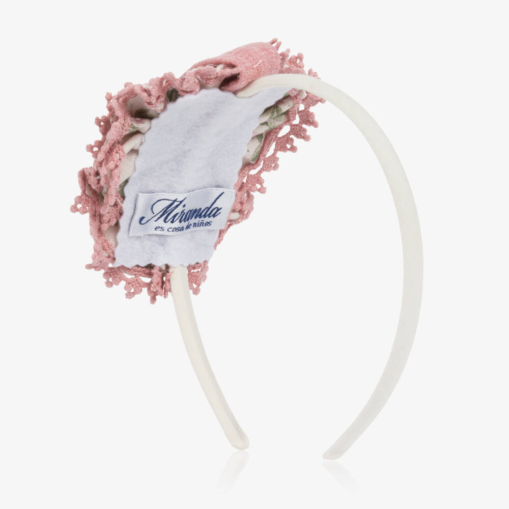 Miranda-Girls Pink & Ivory Floral Hairband | Childrensalon