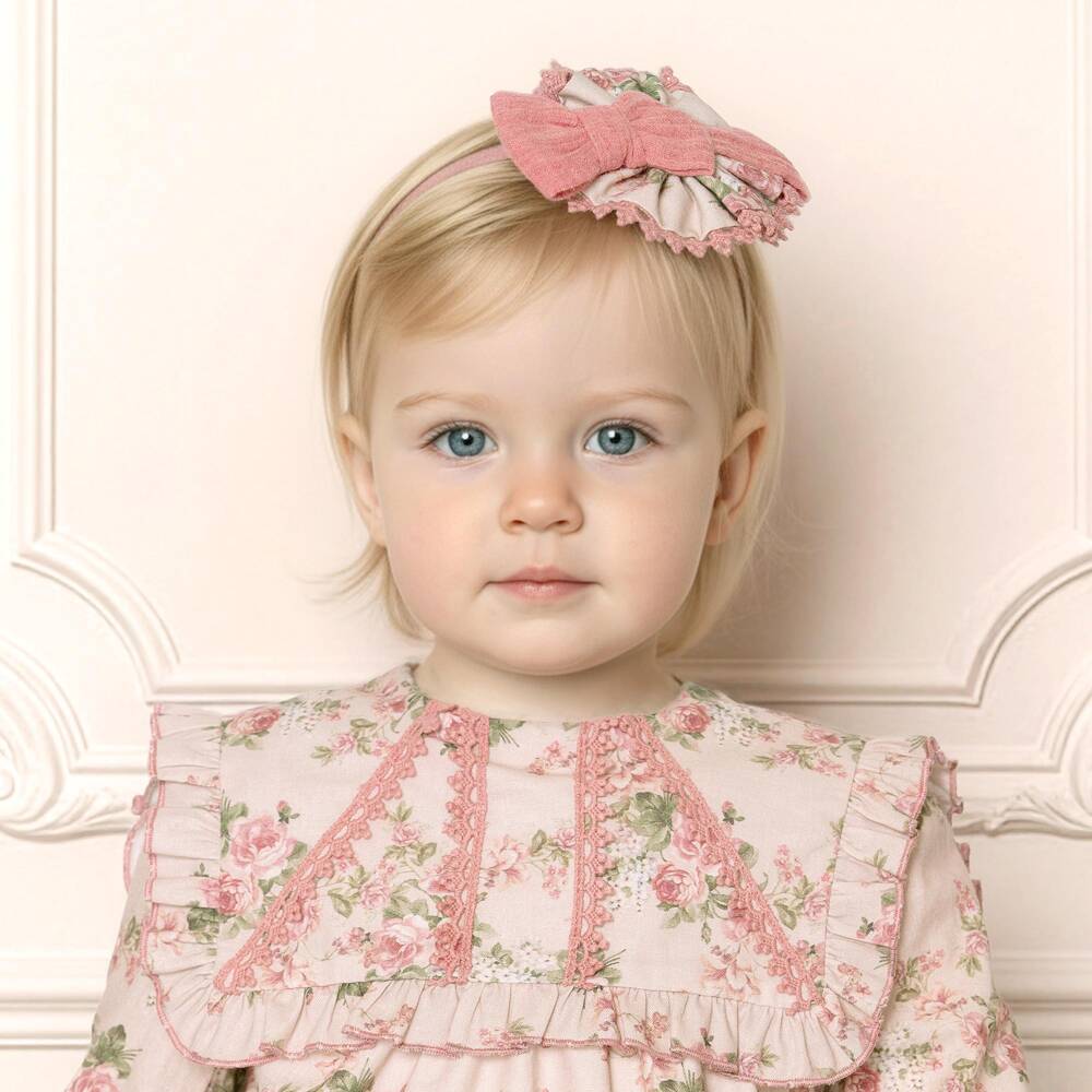Miranda-Girls Pink & Ivory Floral Hairband | Childrensalon