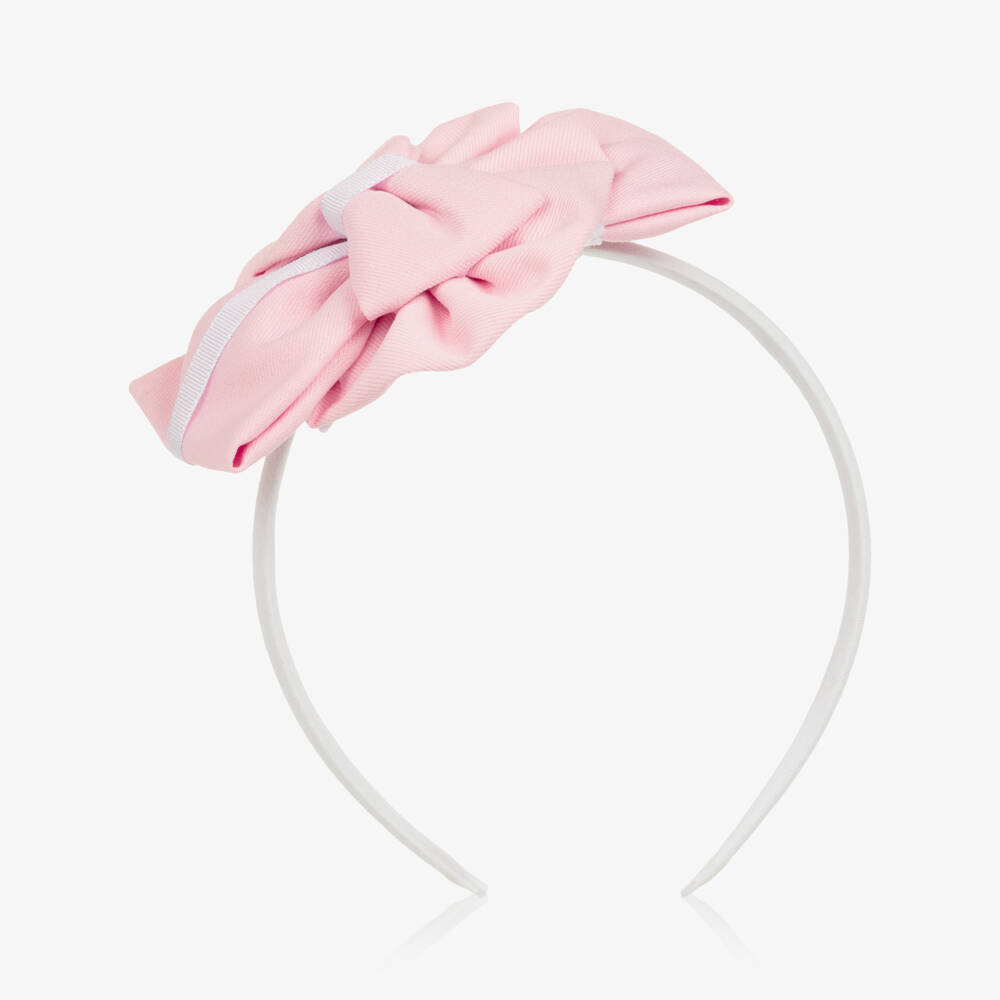 Miranda-Girls Pink Rosette Hairband with Hair Clip | Childrensalon