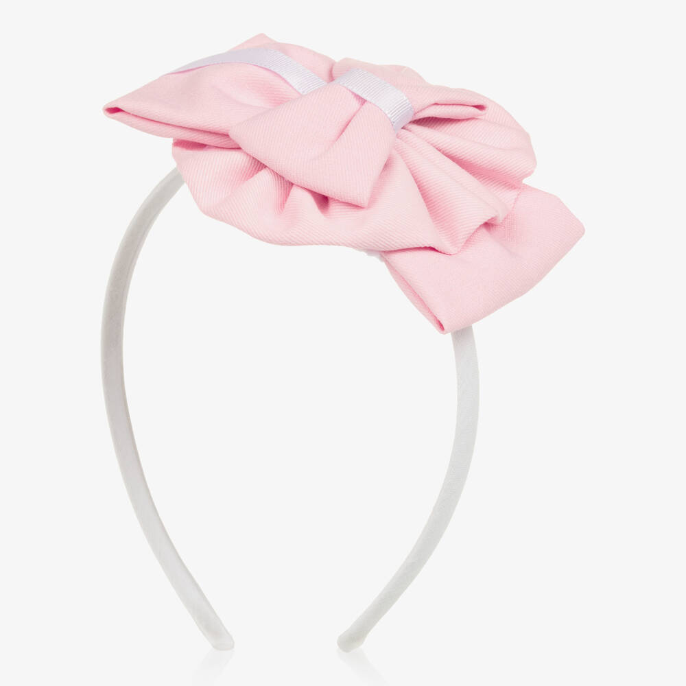 Miranda-Girls Pink Rosette Hairband with Hair Clip | Childrensalon