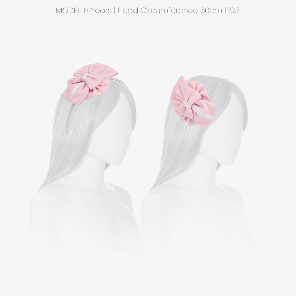 Miranda-Girls Pink Rosette Hairband with Hair Clip | Childrensalon