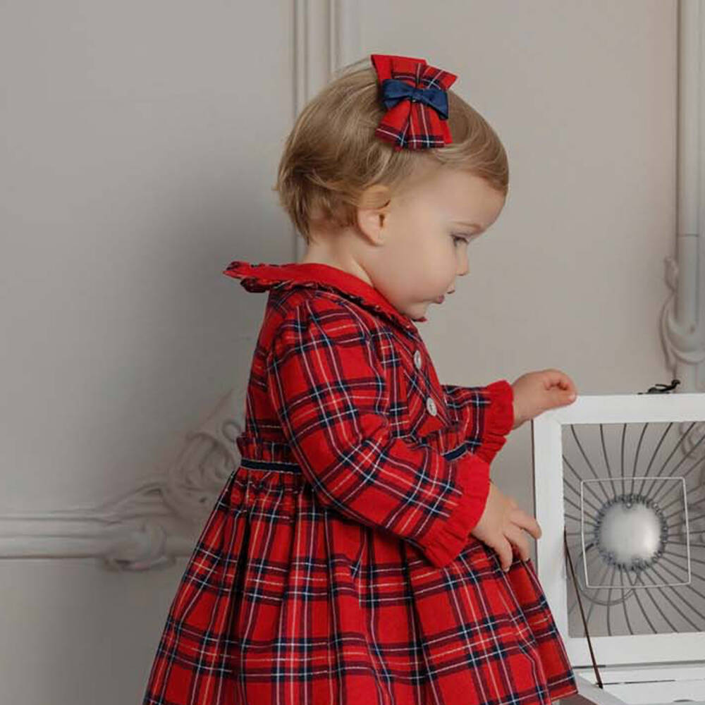 Miranda-Girls Red & Blue Tartan Hair Clip (9cm) | Childrensalon