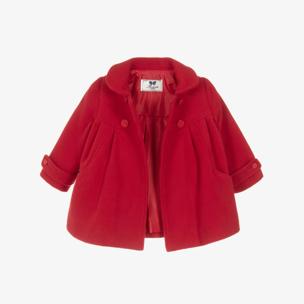 Miranda-Girls Red Felted Double-Breasted Coat | Childrensalon