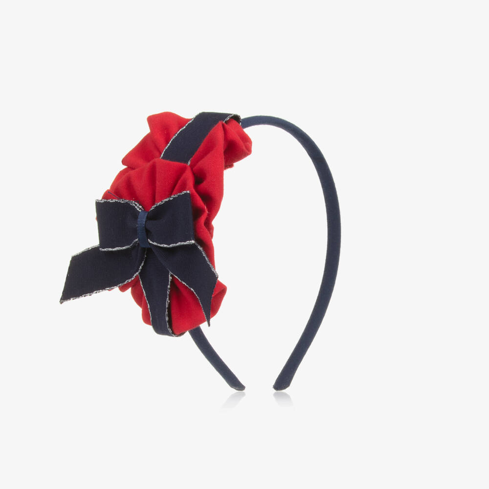 Miranda-طوق شعر بفيونكة لون كحلي وأحمر للبنات  | Childrensalon