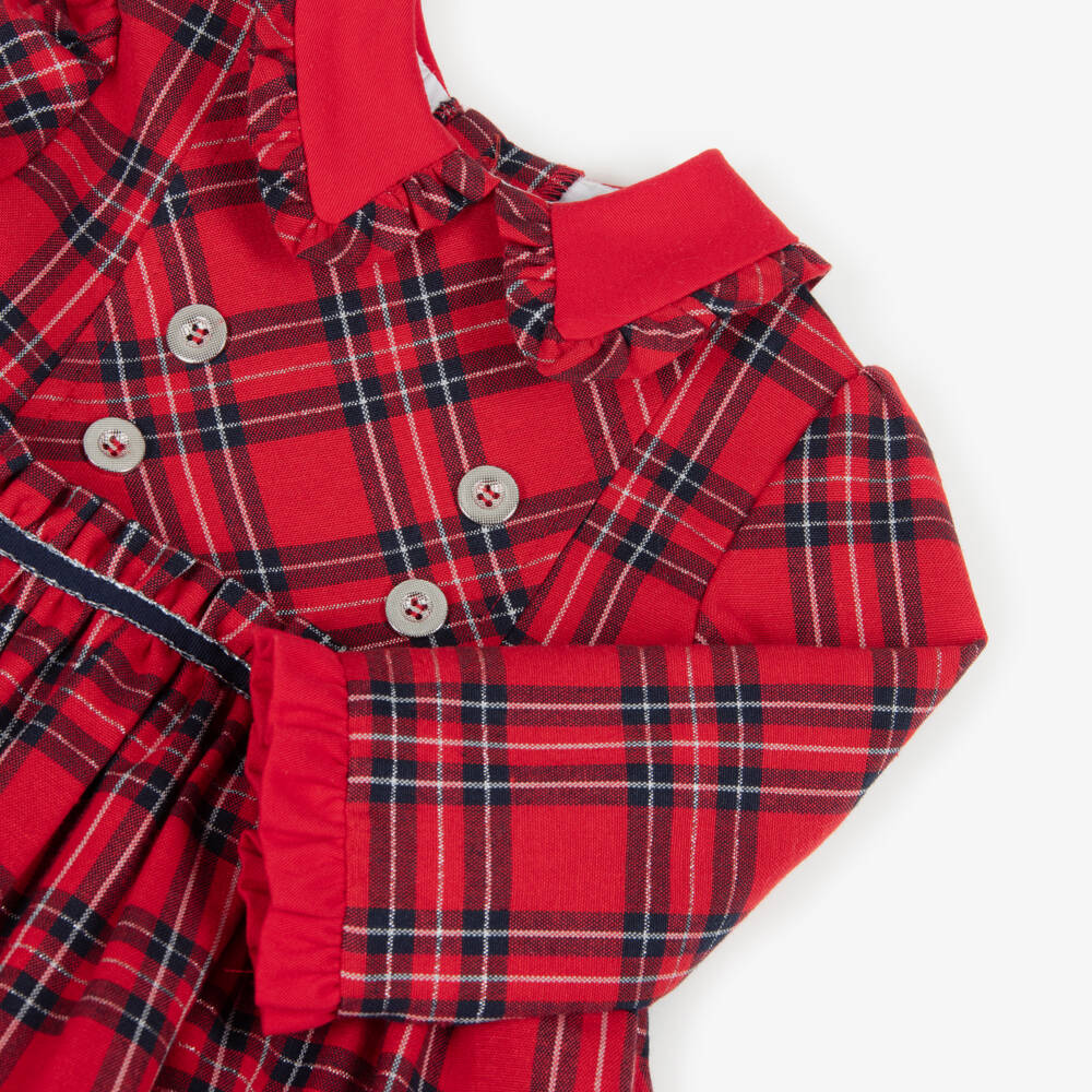 Miranda-Girls Red Shimmery Tartan Dress | Childrensalon