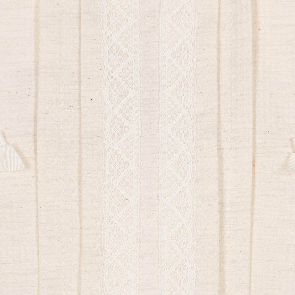 Miranda- Ivory Waffe Babysuit Set with Lace Trims | Childrensalon