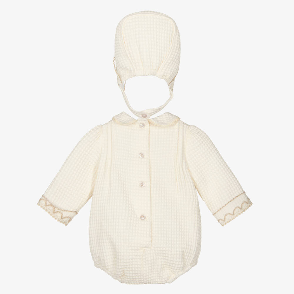 Miranda-Ivory Waffle Cotton Babysuit Set | Childrensalon