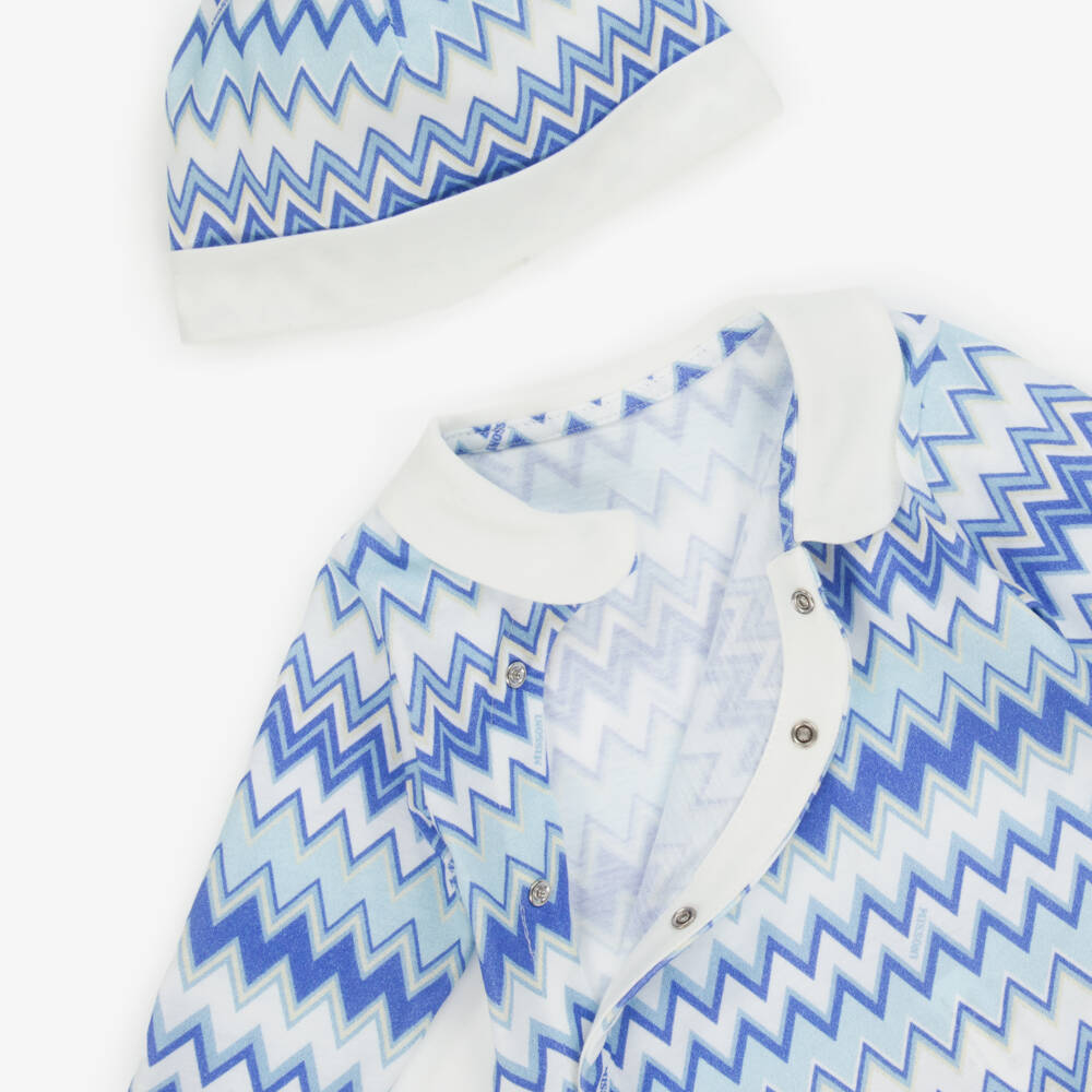 Missoni-طقم أفرول زيغ زاغ للأولاد الرضع قطن لون أزرق  | Childrensalon